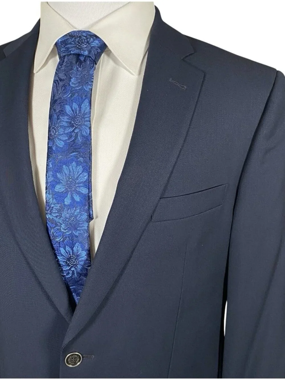 John Varvatos Explorer Travel Blazer Men 42L Single Needle Wool Navy Blue Twill